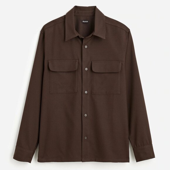 Madewell Easy Long-Sleeve Shirt • size medium • NWT • NR744 • Dark Brown - Picture 5 of 13